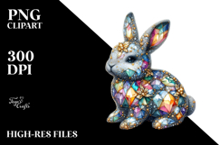 Colorful Diamond Bunny with Golden Insertions, Watercolor Product Image 2