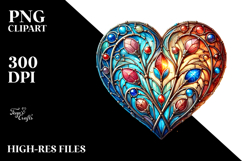 Stained Heart with Metallic Insertions, PNG Product Image 2