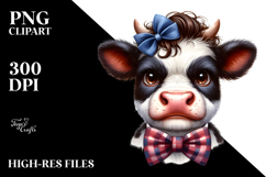 Cute Cow with Bow Tie PNG Product Image 2