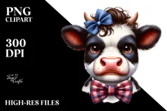 Cute Cow with Bow Tie PNG Product Image 2