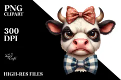 Cute Cow with Bow Tie PNG Product Image 2