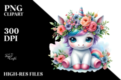 Cute Baby Unicorn with Cool Haircut PNG Product Image 2