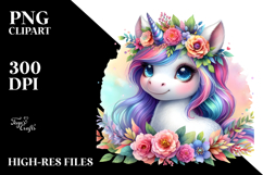 Cute Baby Unicorn with Cool Haircut PNG Product Image 2