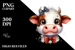 Funny Cow with Bow and Tie PNG Product Image 2