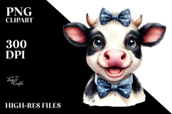 Funny Cow with Bow and Tie PNG Product Image 2