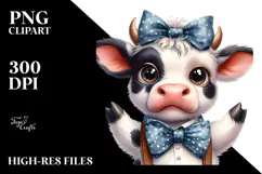 Funny Cow with Bow and Tie PNG Product Image 2