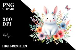 Colorful Cute Rabbit Floral | Sublimation | Clipart Product Image 3