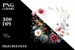 Watercolor Wild Flowers Space | Sublimation | Clipart Product Image 1