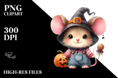 cute Halloween Baby Mouse with Scenery Clipart Product Image 1