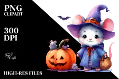 cute Halloween Baby Mouse with Scenery Clipart Product Image 2