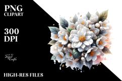 Detailed Jasmine with Golden Insertions | Watercolor Splash Product Image 2