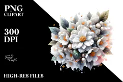 Detailed Jasmine with Golden Insertions | Watercolor Splash Product Image 2