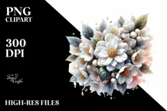 Detailed Jasmine with Golden Insertions | Watercolor Splash Product Image 1