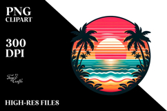 Retro Tropical Beach Sunset PNG Product Image 2