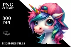 Expressive Unicorn with Cool Haircut PNG Product Image 1