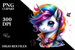 Expressive Unicorn with Cool Haircut PNG Product Image 1