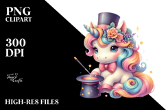 Colorful Baby Unicorn in Magician&#039;s Hat Product Image 2