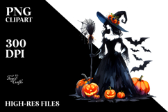 Witch Dressed for Halloween, Festive PNG Product Image 2