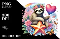 Digital Painting of Adorned Sloth, PNG Product Image 2