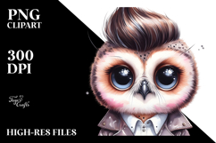 Cute Baby Owl with Cool Haircut PNG Product Image 2