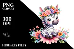 Cartoon-Style Watercolor Zebra Crown | Clipart Product Image 2