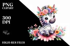 Cartoon-Style Watercolor Zebra Crown | Clipart Product Image 3