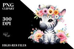 Cartoon-Style Watercolor Zebra Crown | Clipart Product Image 2