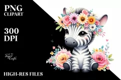 Cartoon-Style Watercolor Zebra Crown | Clipart Product Image 3