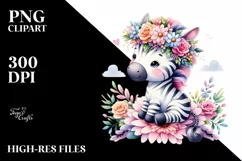 Cartoon-Style Watercolor Zebra Crown | Clipart Product Image 1