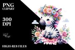 Cartoon-Style Watercolor Zebra Crown | Clipart Product Image 2