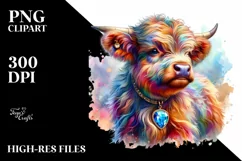 Colorful Baby Highland Cow with Gemstone Product Image 3