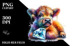 Colorful Baby Highland Cow with Gemstone Product Image 2