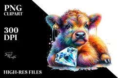 Colorful Baby Highland Cow with Gemstone Product Image 2