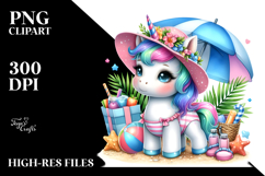 Colorful Baby Unicorn Beachwear | Sublimation Clipart Product Image 2