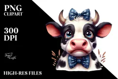 Funny Cow with Bow and Tie PNG Product Image 2