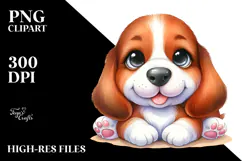 Cute Cartoon Basset Hound PNG Product Image 2