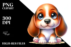 Cute Cartoon Basset Hound PNG Product Image 2