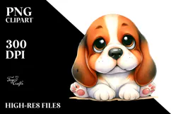 Cute Cartoon Basset Hound PNG Product Image 2