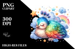 Colorful Baby Peacock Sleeping Stars | Clipart Product Image 3