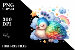 Colorful Baby Peacock Sleeping Stars | Clipart Product Image 3