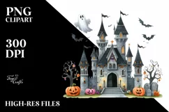 Watercolor Whimsical Halloween Castle | Clipart Product Image 3