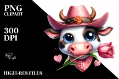 Watercolor Cow Hat Big Eyes |Clipart Product Image 1