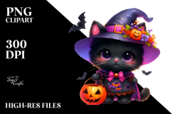 Black Cat Dressed for Halloween, Spooky PNG Product Image 2
