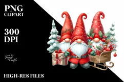 merry Christmas Gnomes with Red Hats PNG Product Image 2