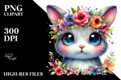 Baby Rabbit with Flower Crown PNG Product Image 2