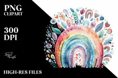 Colorful Watercolor Whimsical Pastel Rainbow | Clipart Product Image 1