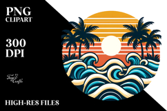 Retro Tropical Beach Waves PNG Product Image 2
