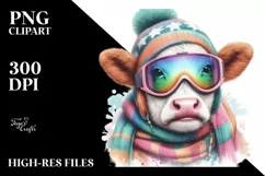 Colorful Baby Cow in Skier's Goggles Product Image 3