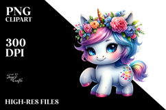 Cute Baby Unicorn with Cool Haircut and Wreath Product Image 2
