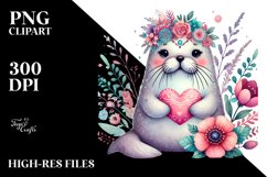 Boho Walrus Sitting on a Flower PNG Product Image 2